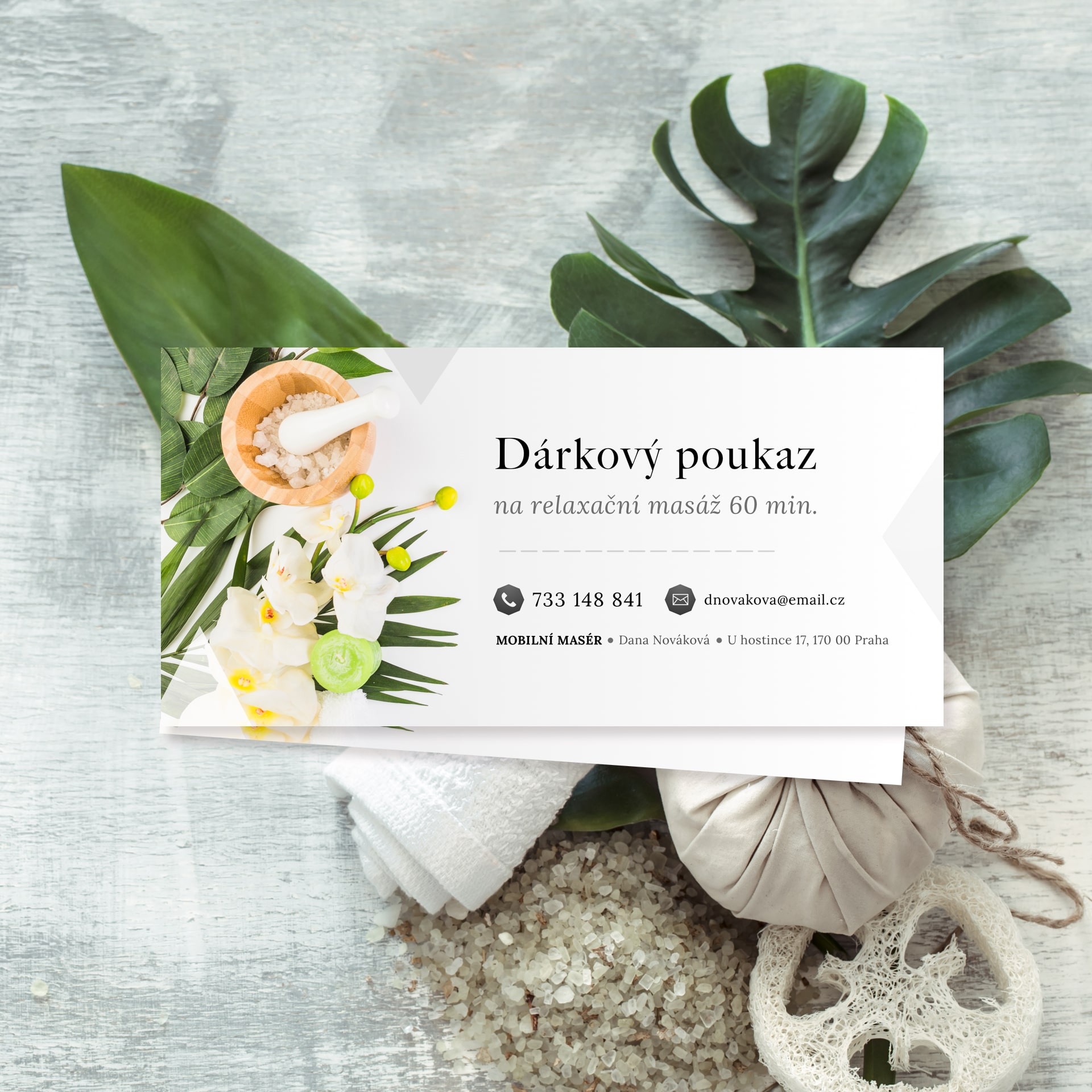 Tvorba dárkového poukazu pro masáže