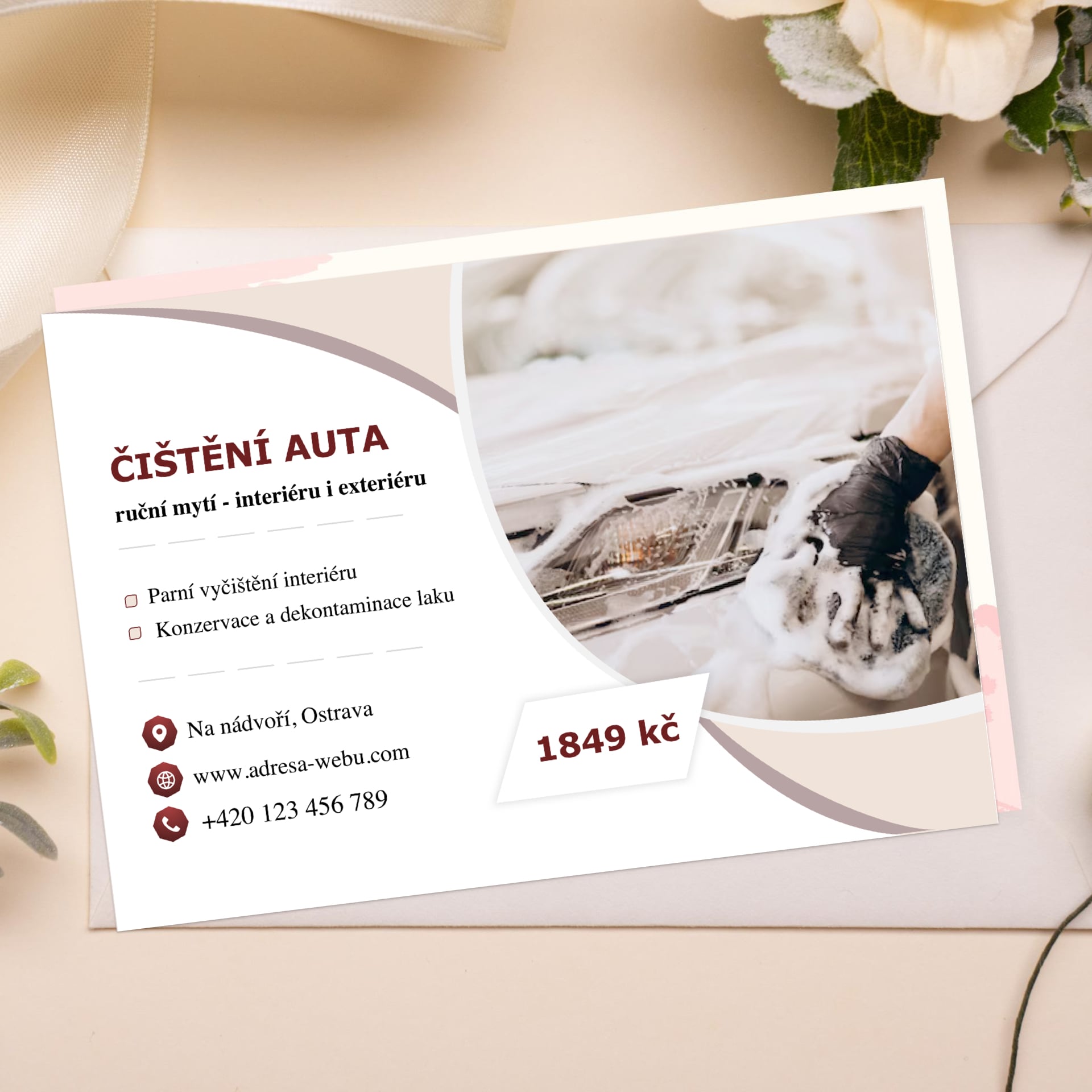 Návrh letáku / Čištění auta