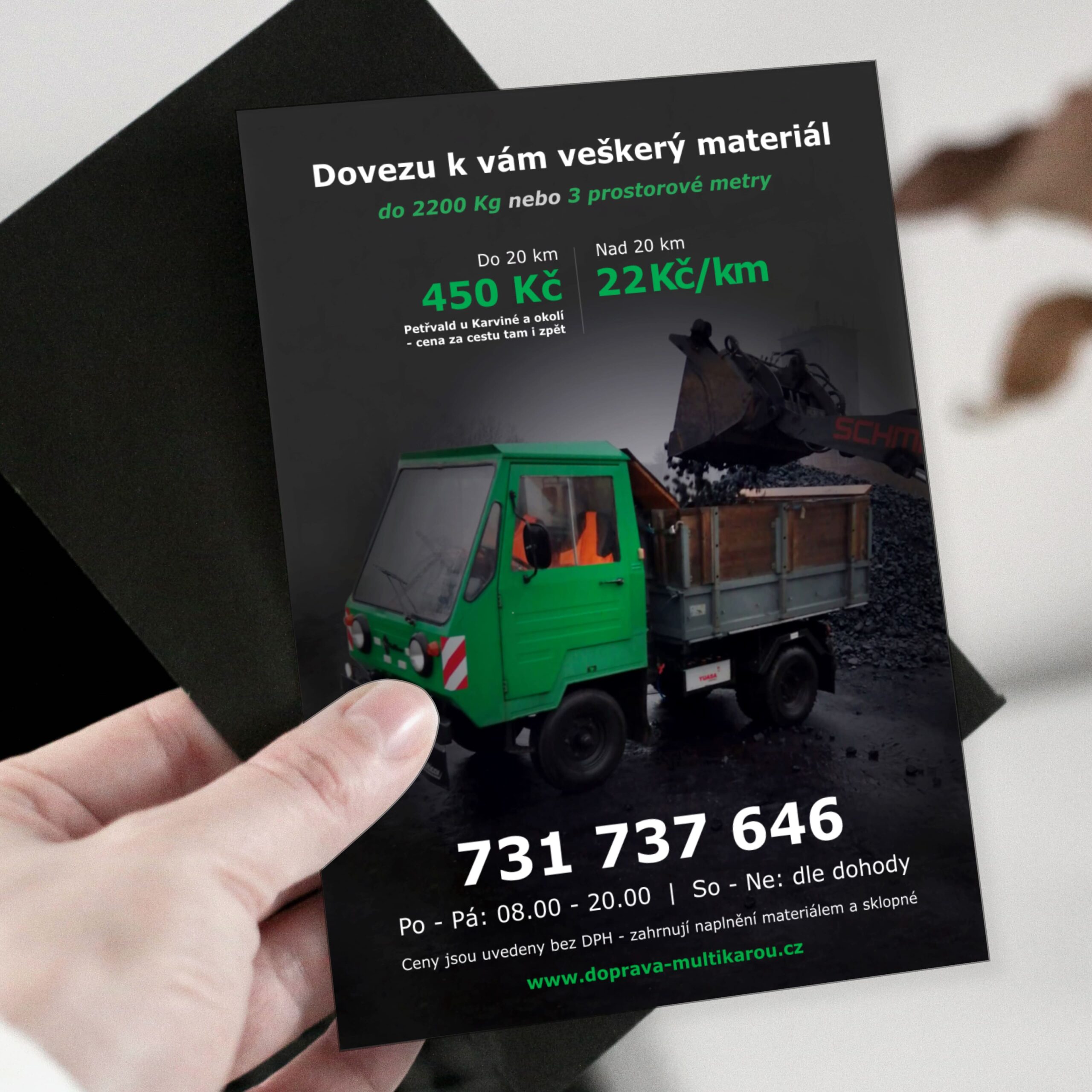 Leták Multicara - dovoz materiálu Petřvald u Karviné